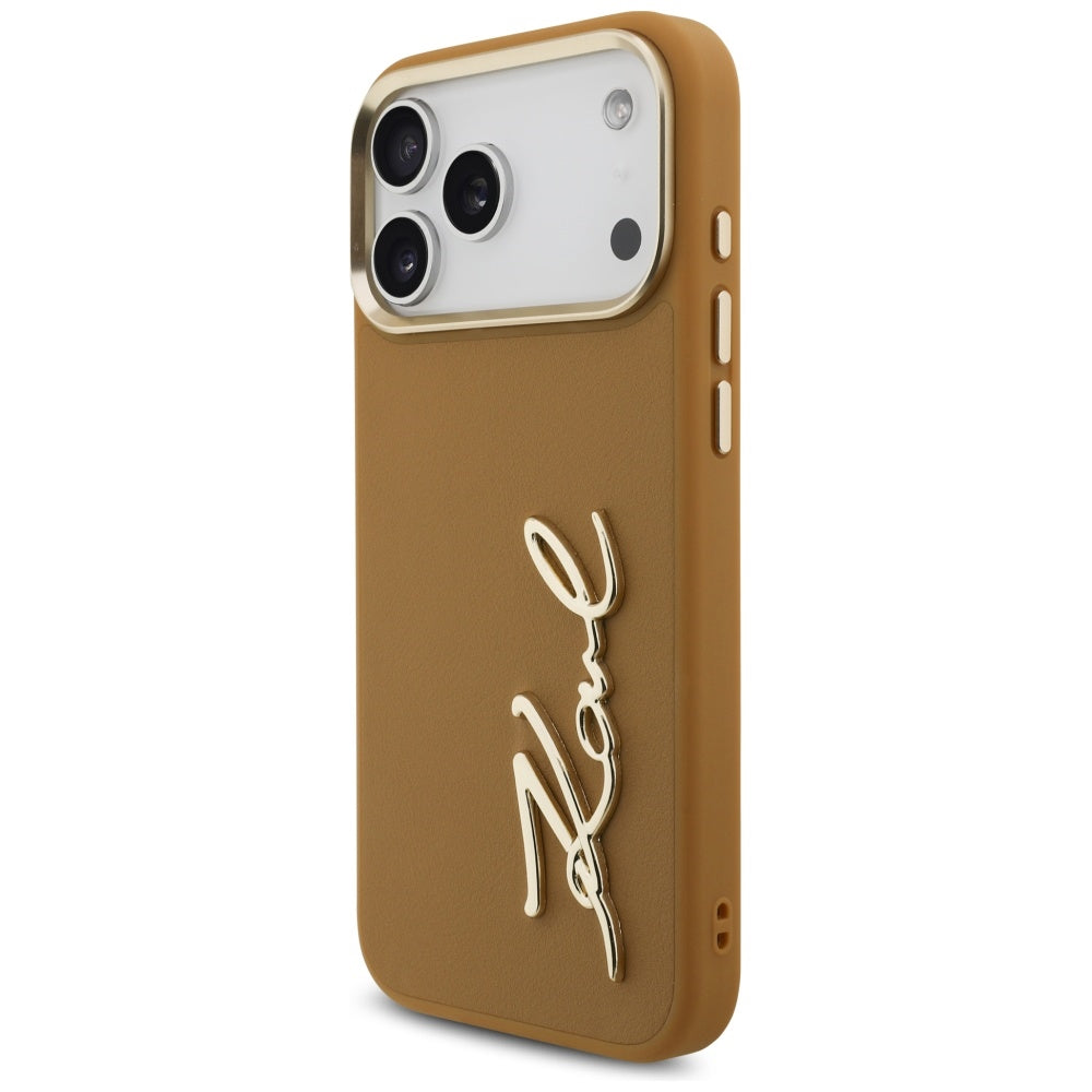 Futrola za Apple iPhone 17 Pro Max, Karl Lagerfeld, Script Logo, Smeđa