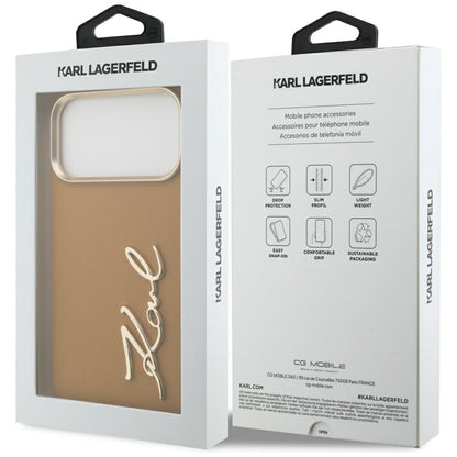 Futrola za Apple iPhone 17 Pro Max, Karl Lagerfeld, Script Logo, Smeđa