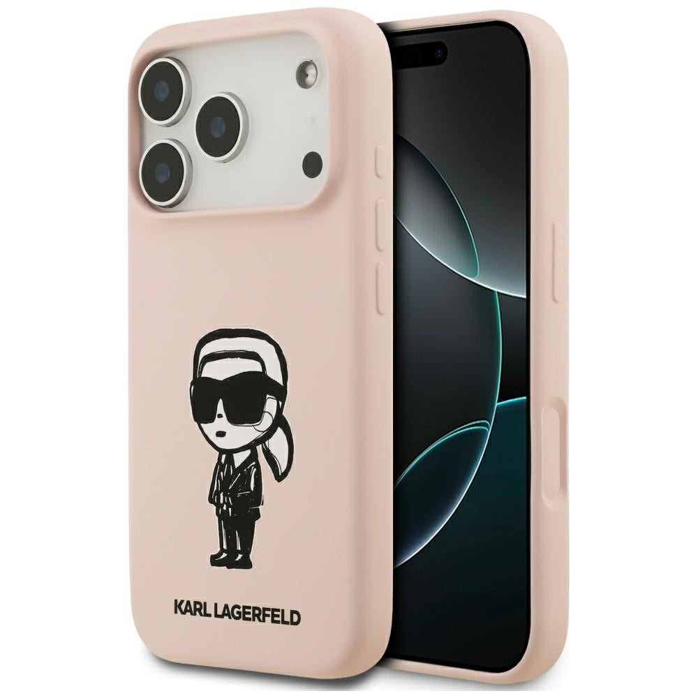 Maska za Apple iPhone 17 Pro Max, Karl Lagerfeld, Sketch and Logo Karl, Roza