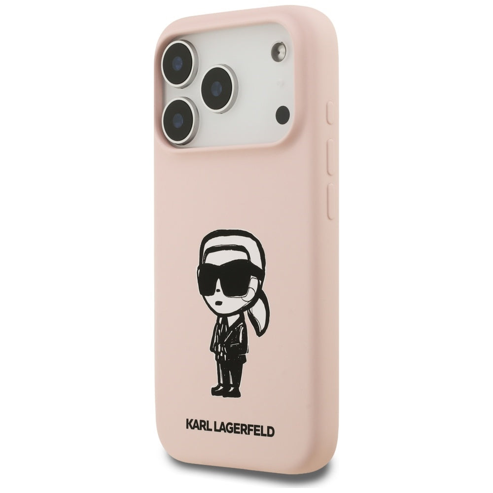 Maska za Apple iPhone 17 Pro Max, Karl Lagerfeld, Sketch and Logo Karl, Roza