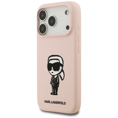 Maska za Apple iPhone 17 Pro Max, Karl Lagerfeld, Sketch and Logo Karl, Roza