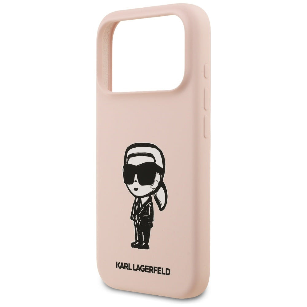 Maska za Apple iPhone 17 Pro Max, Karl Lagerfeld, Sketch and Logo Karl, Roza