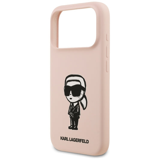 Maska za Apple iPhone 17 Pro Max, Karl Lagerfeld, Sketch and Logo Karl, Roza