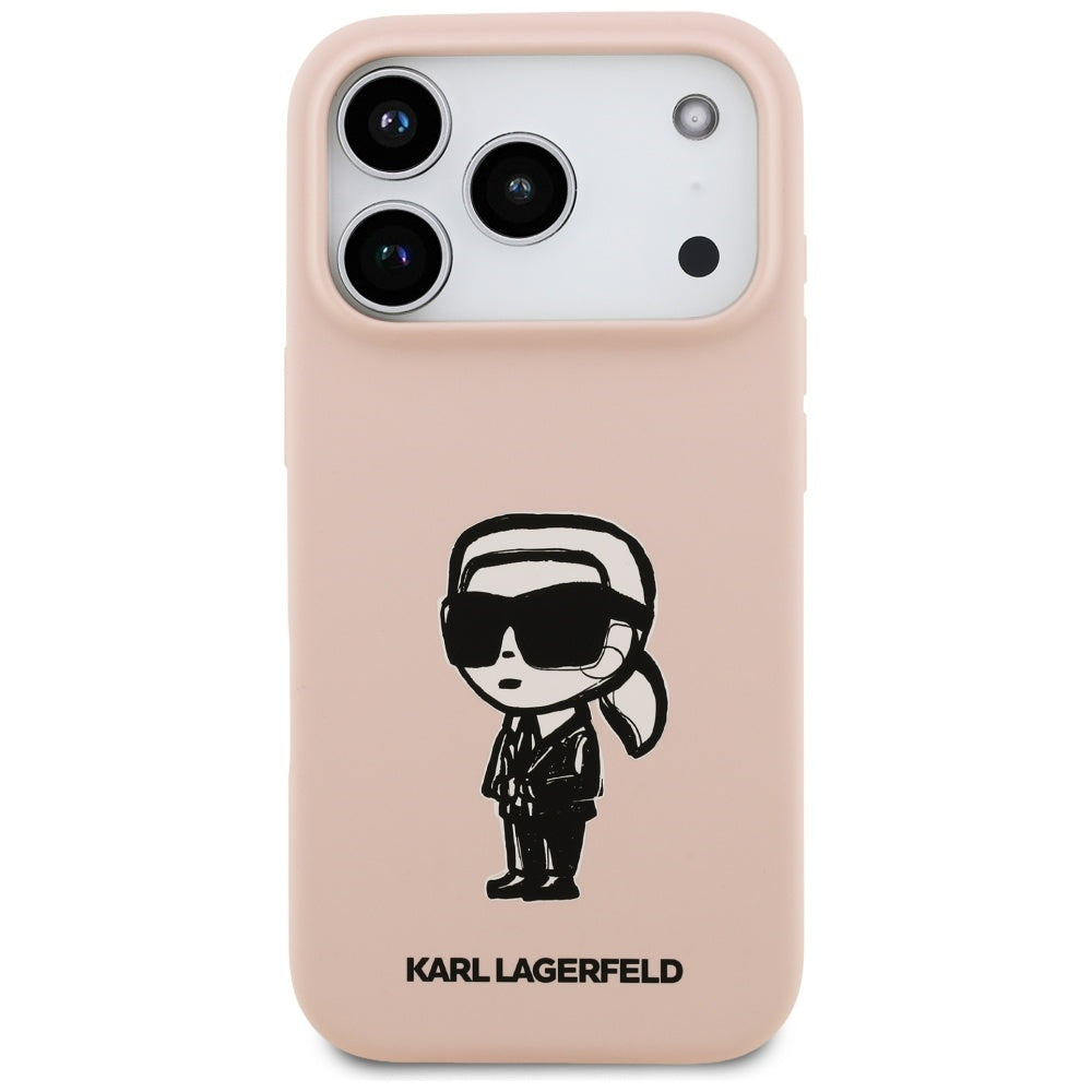 Maska za Apple iPhone 17 Pro Max, Karl Lagerfeld, Sketch and Logo Karl, Roza