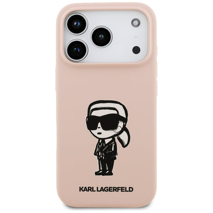 Maska za Apple iPhone 17 Pro Max, Karl Lagerfeld, Sketch and Logo Karl, Roza