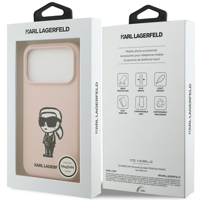 Maska za Apple iPhone 17 Pro Max, Karl Lagerfeld, Sketch and Logo Karl, Roza