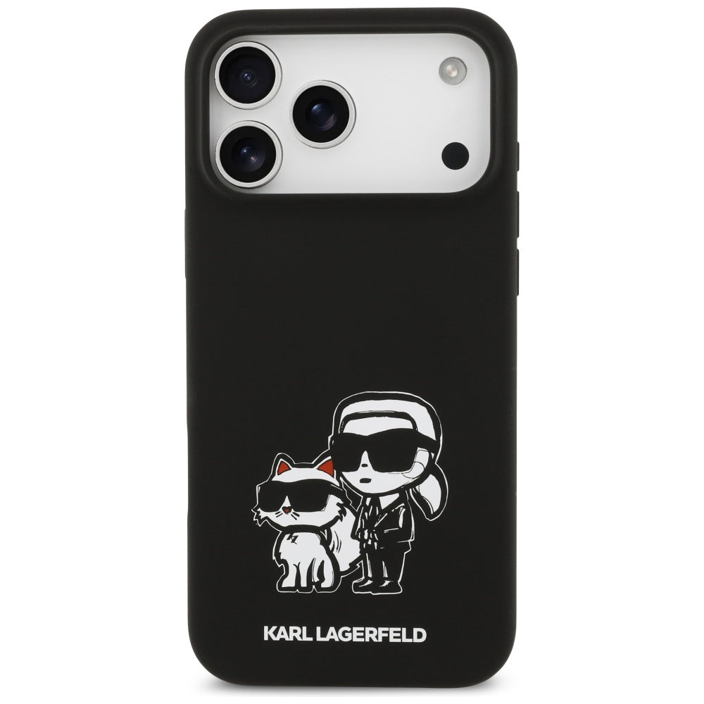 Futrola za Apple iPhone 17 Pro Max, Karl Lagerfeld, Sketch and Logo Karl & Choupette, Crna