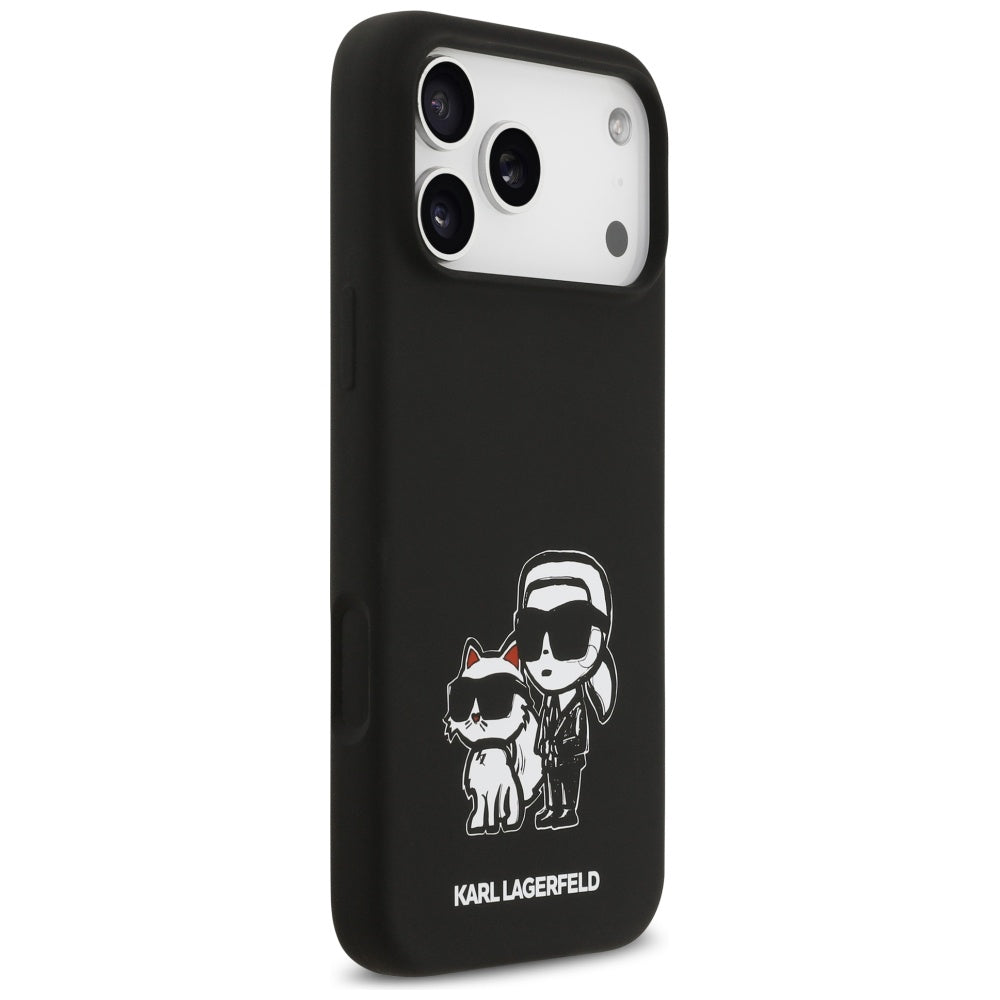 Futrola za Apple iPhone 17 Pro Max, Karl Lagerfeld, Sketch and Logo Karl & Choupette, Crna