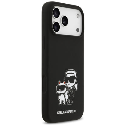 Futrola za Apple iPhone 17 Pro Max, Karl Lagerfeld, Sketch and Logo Karl & Choupette, Crna