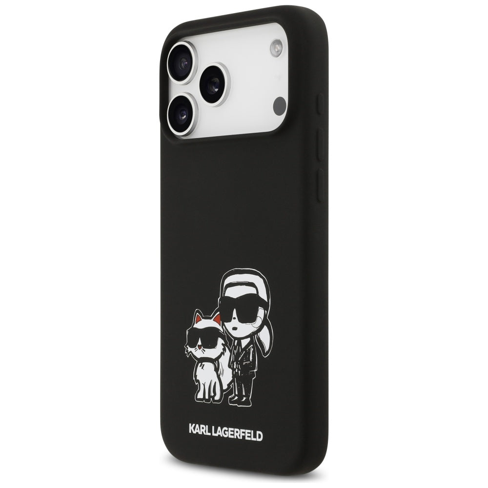 Futrola za Apple iPhone 17 Pro Max, Karl Lagerfeld, Sketch and Logo Karl & Choupette, Crna