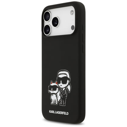 Futrola za Apple iPhone 17 Pro Max, Karl Lagerfeld, Sketch and Logo Karl & Choupette, Crna