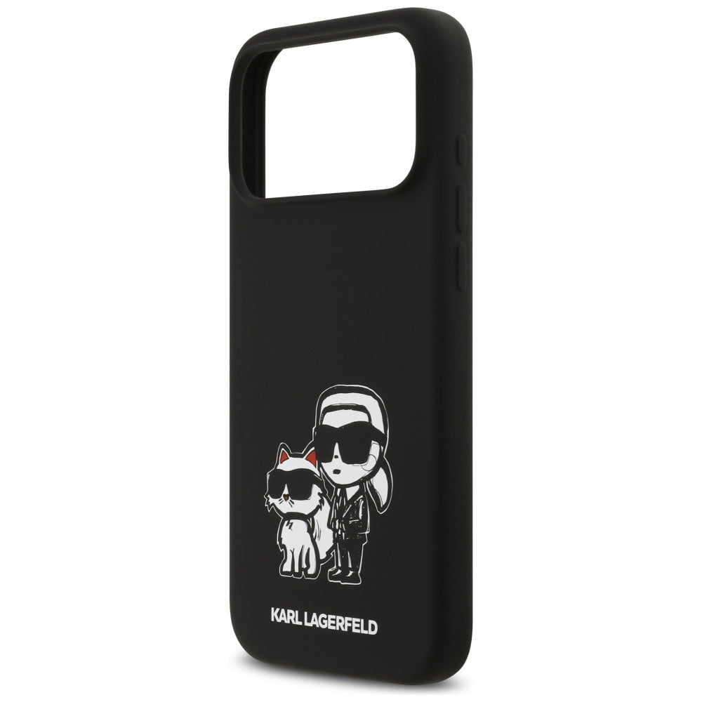 Futrola za Apple iPhone 17 Pro Max, Karl Lagerfeld, Sketch and Logo Karl & Choupette, Crna