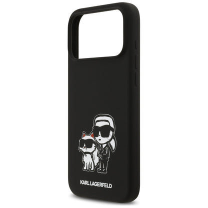 Futrola za Apple iPhone 17 Pro Max, Karl Lagerfeld, Sketch and Logo Karl & Choupette, Crna
