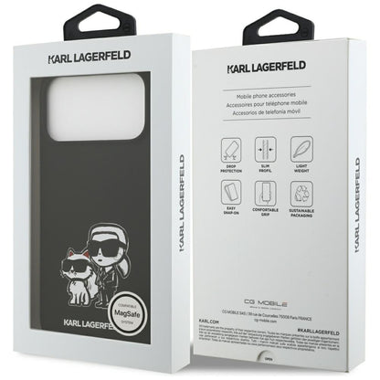 Futrola za Apple iPhone 17 Pro Max, Karl Lagerfeld, Sketch and Logo Karl & Choupette, Crna