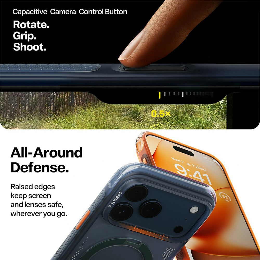 Futrola za Apple iPhone 17 Pro Max, Torras, Ostand Spin Air, Narančasta