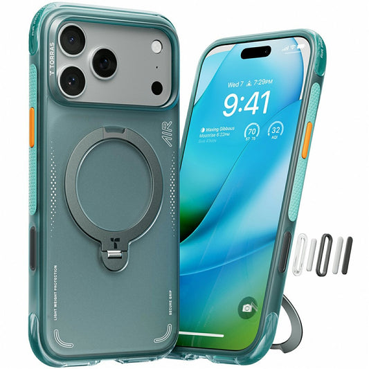 Maska za Apple iPhone 17 Pro Max, Torras, Ostand Spin Air, Zelena