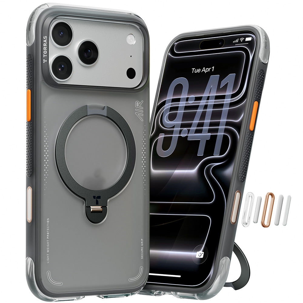 MagSafe futrola za Apple iPhone 17 Pro, Torras, Ostand Spin Air, Siva