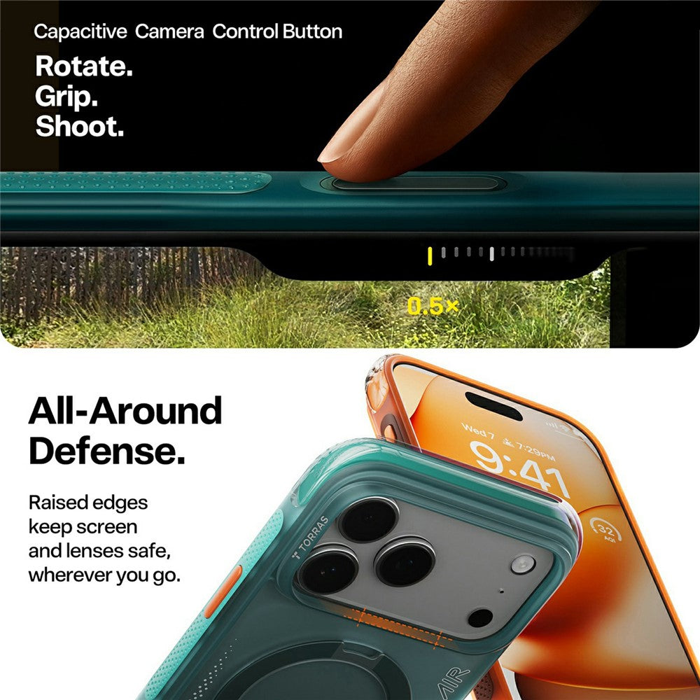 Maska za Apple iPhone 17 Pro, Torras, Ostand Spin Air, Zelena