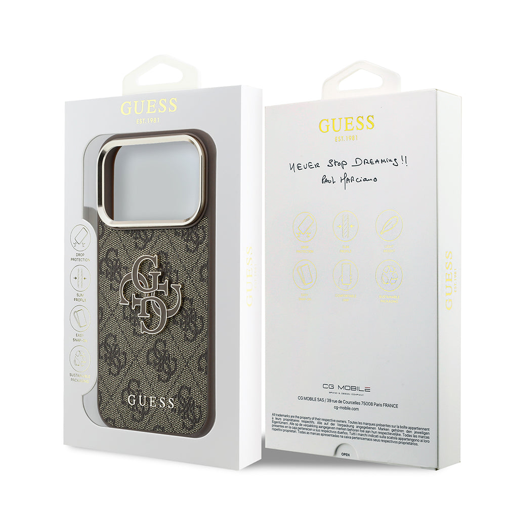 Maska za Apple iPhone 18 Pro / 17 Pro, Guess, 4G Big Resin Logo, Smeđa