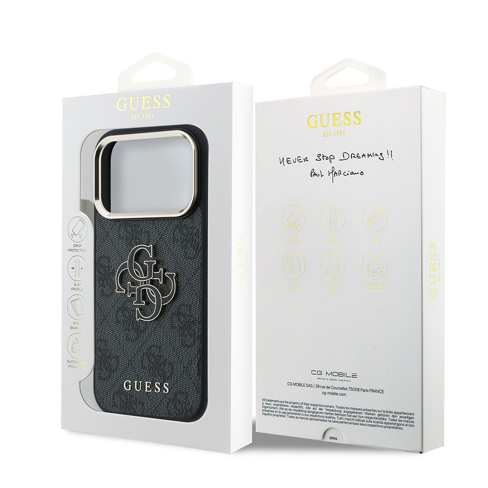 Maska za Apple iPhone 18 Pro / 17 Pro, Guess, 4G Big Resin Logo, Crna