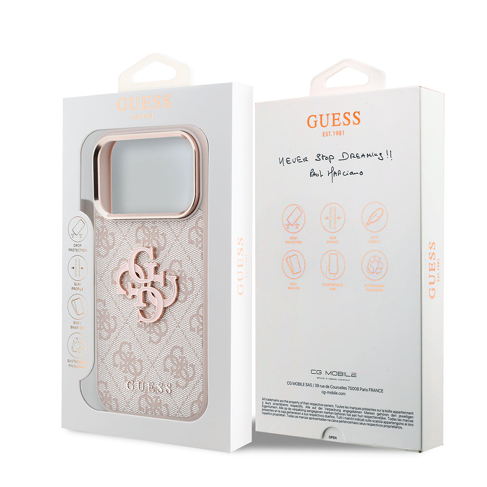Maska za Apple iPhone 18 Pro / 17 Pro, Guess, 4G Big Resin Logo, Roza