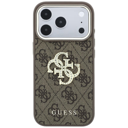 Maska za Apple iPhone 18 Pro / 17 Pro, Guess, 4G Big Strass Logo, Smeđa