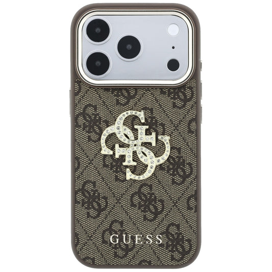 Maska za Apple iPhone 18 Pro / 17 Pro, Guess, 4G Big Strass Logo, Smeđa