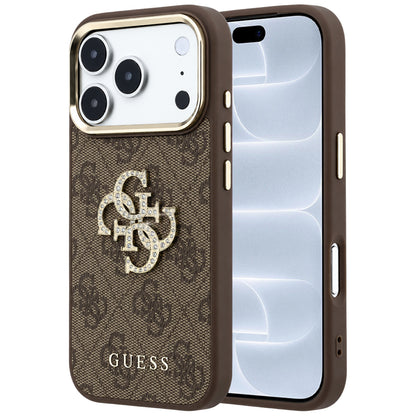 Maska za Apple iPhone 18 Pro / 17 Pro, Guess, 4G Big Strass Logo, Smeđa
