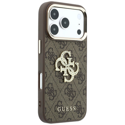 Maska za Apple iPhone 18 Pro / 17 Pro, Guess, 4G Big Strass Logo, Smeđa