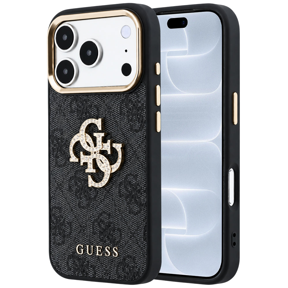 Maska za Apple iPhone 18 Pro / 17 Pro, Guess, 4G Big Strass Logo, Crna