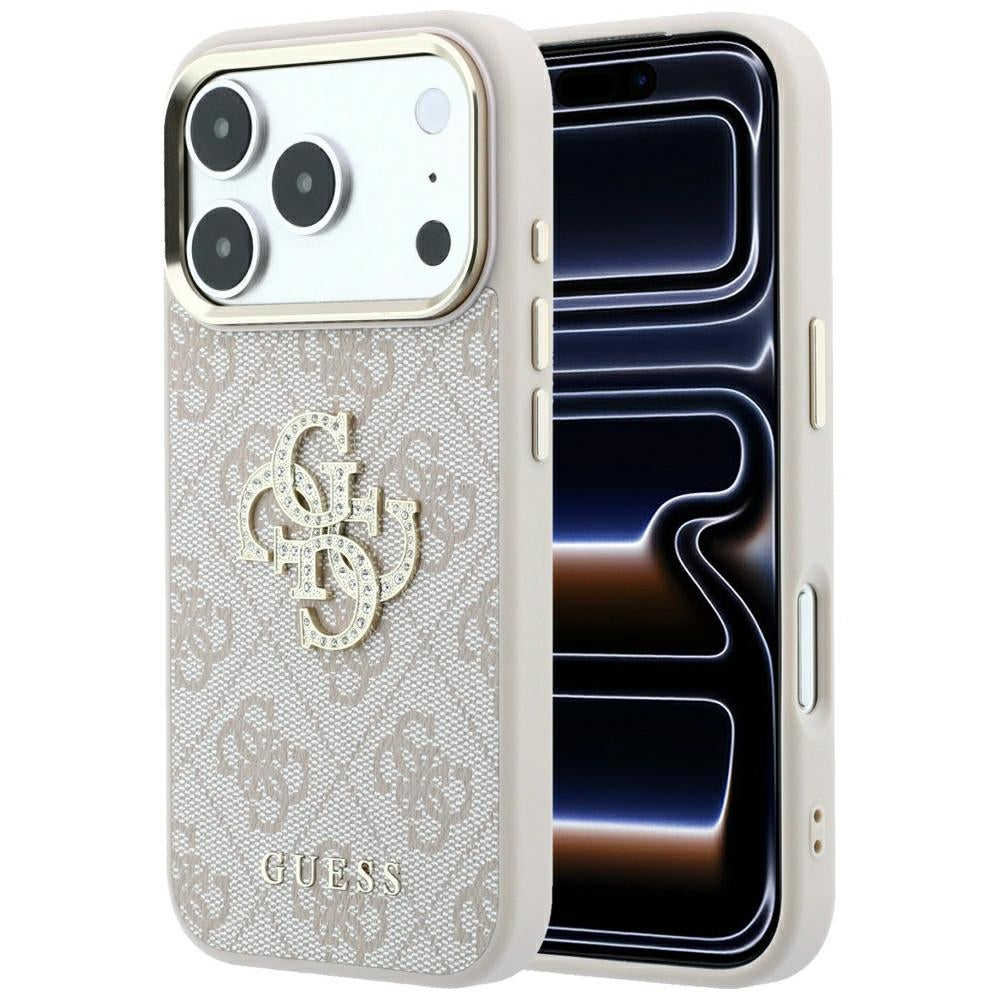 Maska za Apple iPhone 18 Pro / 17 Pro, Guess, 4G Big Strass Logo, Roza