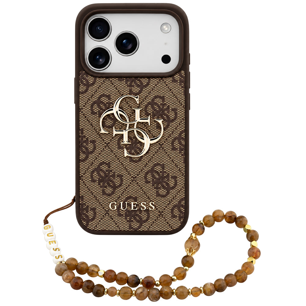 Maska za Apple iPhone 18 Pro / 17 Pro, Guess, 4G Classic Logo s remenom, Smeđa