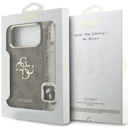 Maska za Apple iPhone 18 Pro / 17 Pro, Guess, 4G Classic Logo with Strap, zlatnosmeđa