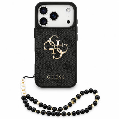 Maska za Apple iPhone 18 Pro / 17 Pro, Guess, 4G Classic Logo s remenom, Crna
