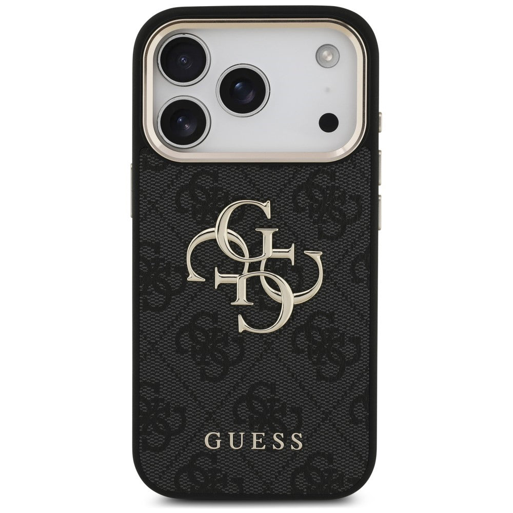 Maska za Apple iPhone 18 Pro / 17 Pro, Guess, 4G Classic Logo s remenom, Crno Zlatna