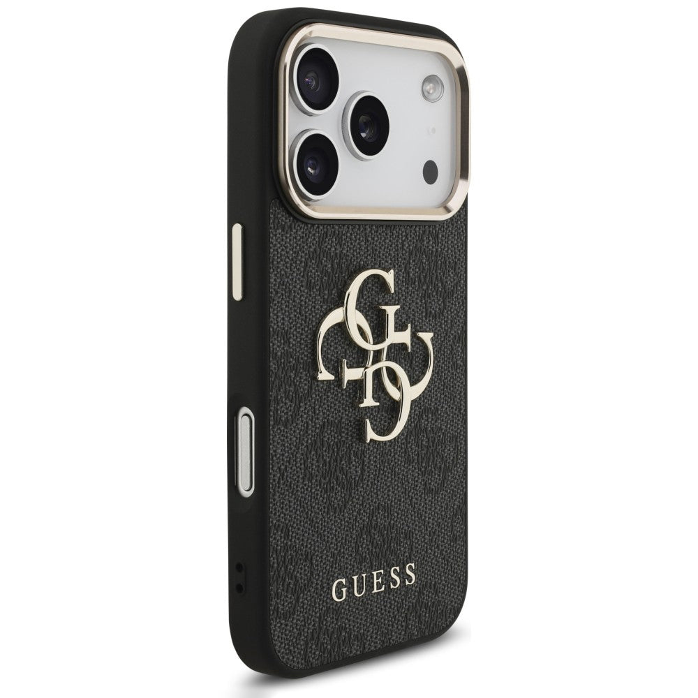 Maska za Apple iPhone 18 Pro / 17 Pro, Guess, 4G Classic Logo s remenom, Crno Zlatna