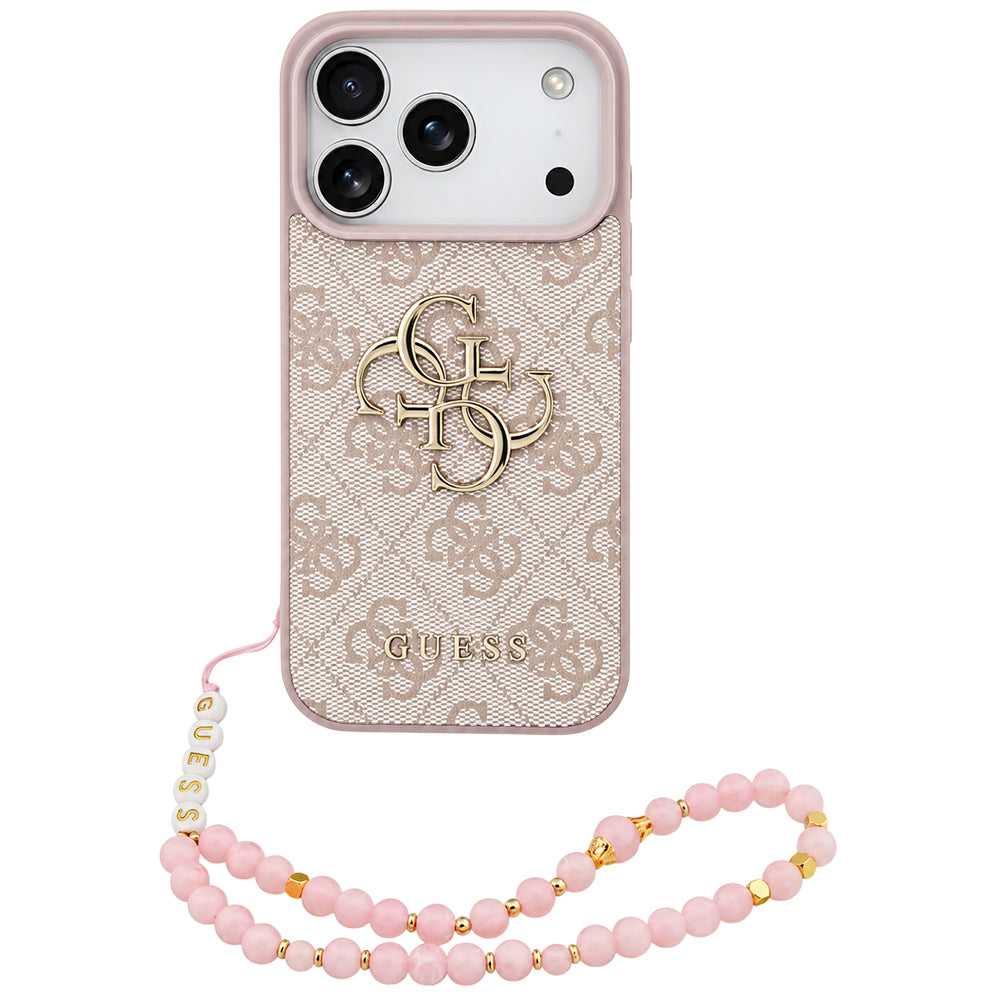 Maska za Apple iPhone 18 Pro / 17 Pro, Guess, 4G Classic Logo s remenom, Roza