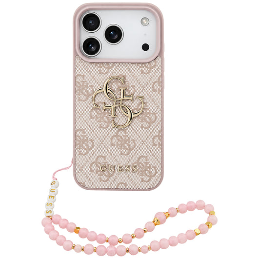 Maska za Apple iPhone 18 Pro / 17 Pro, Guess, 4G Classic Logo s remenom, Roza