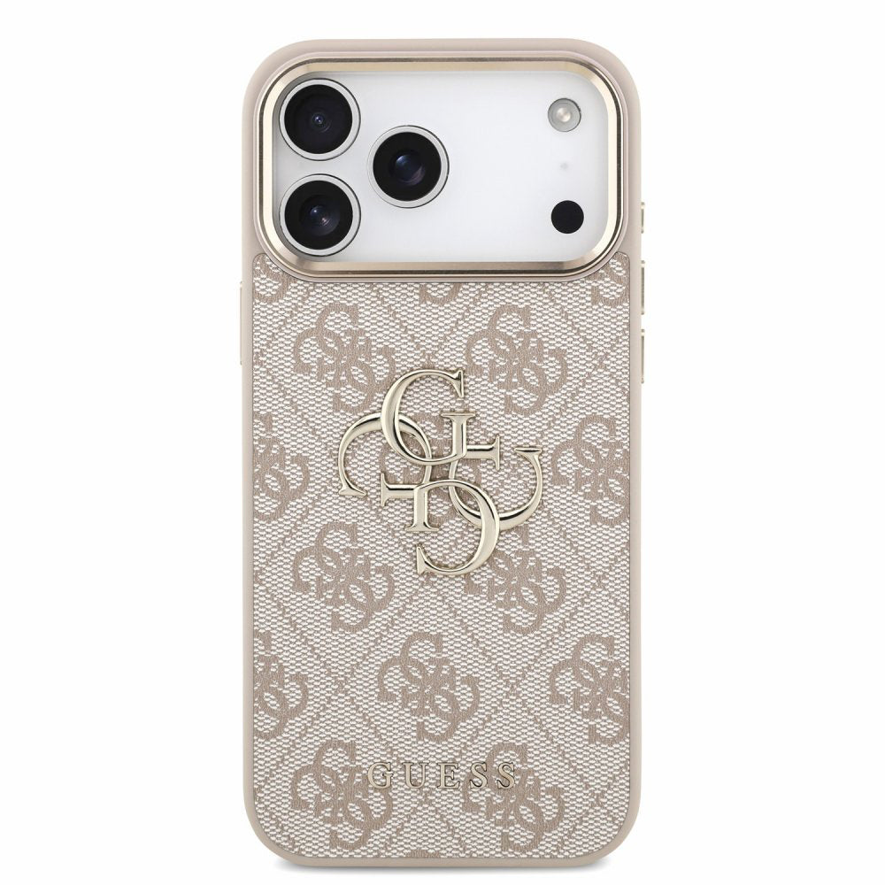 Maska za Apple iPhone 18 Pro / 17 Pro, Guess, 4G Classic Logo with Strap, ružičasto zlatna