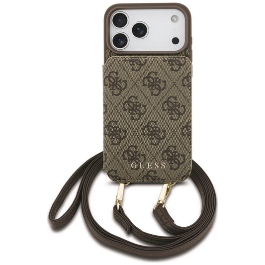 Maska za Apple iPhone 18 Pro / 17 Pro, Guess, 4G Crossbody Cardslot, smeđa