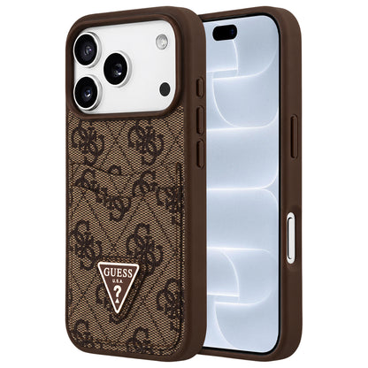 Maska za Apple iPhone 18 Pro / 17 Pro, Guess, 4G Double Card Triangle, smeđa
