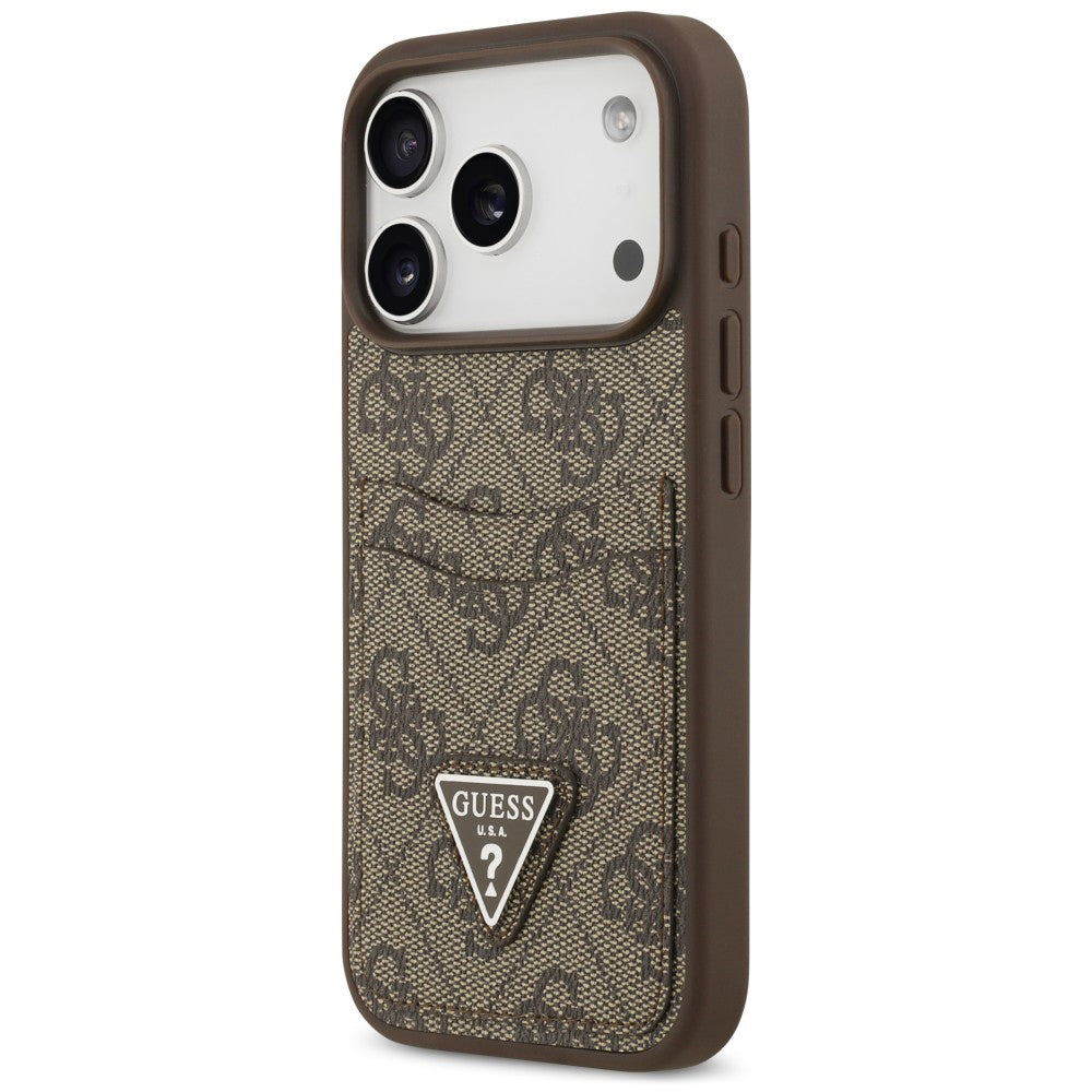 Maska za Apple iPhone 18 Pro / 17 Pro, Guess, 4G Double Card Triangle, smeđa