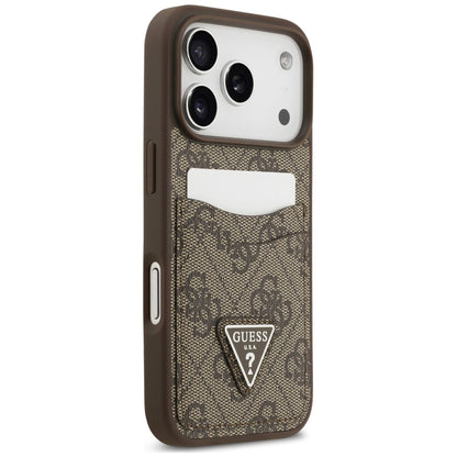 Maska za Apple iPhone 18 Pro / 17 Pro, Guess, 4G Double Card Triangle, smeđa