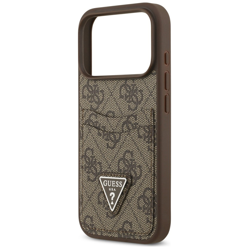 Maska za Apple iPhone 18 Pro / 17 Pro, Guess, 4G Double Card Triangle, smeđa