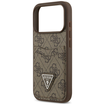Maska za Apple iPhone 18 Pro / 17 Pro, Guess, 4G Double Card Triangle, smeđa