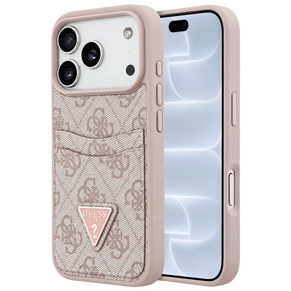 Maska za Apple iPhone 18 Pro / 17 Pro, Guess, 4G Double Card Triangle, ružičasta