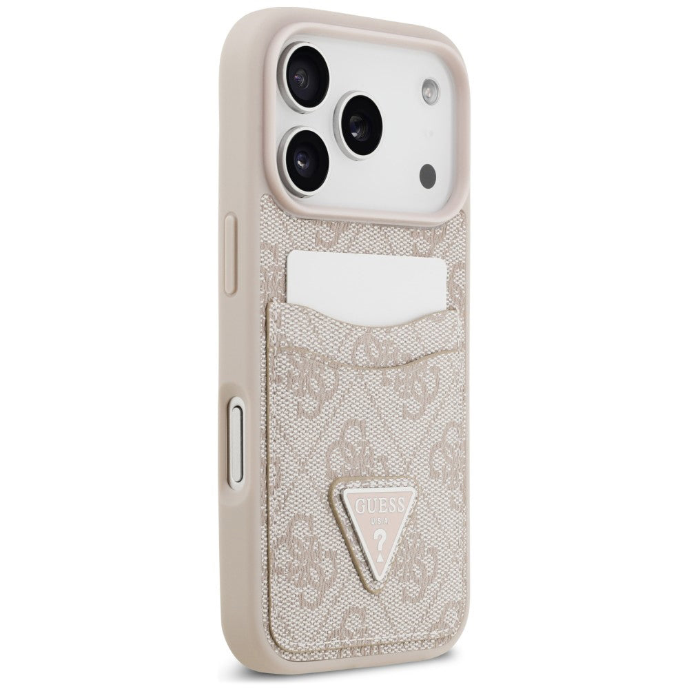 Maska za Apple iPhone 18 Pro / 17 Pro, Guess, 4G Double Card Triangle, ružičasta