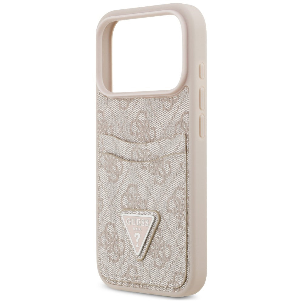 Maska za Apple iPhone 18 Pro / 17 Pro, Guess, 4G Double Card Triangle, ružičasta