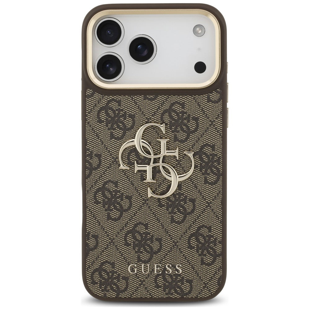 Maska za Apple iPhone 18 Pro / 17 Pro, Guess, Big 4G Classic Logo & Big Strap Metal Buttons, smeđa