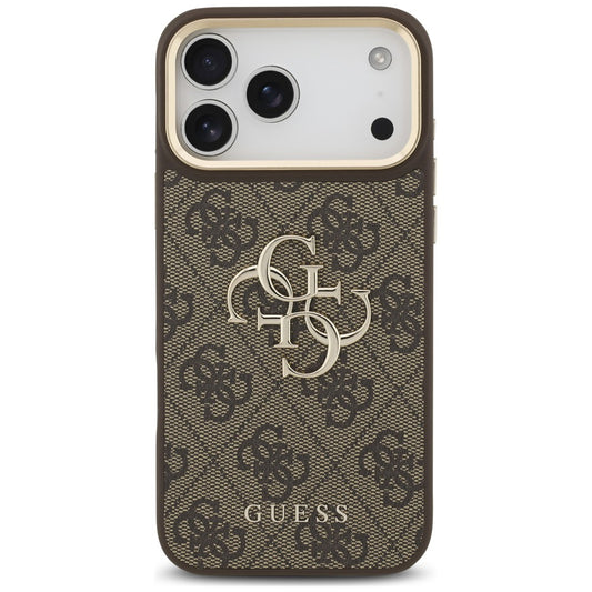 Maska za Apple iPhone 18 Pro / 17 Pro, Guess, Big 4G Classic Logo & Big Strap Metal Buttons, smeđa